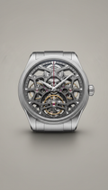 Tourbillon squelette en platine brossé*